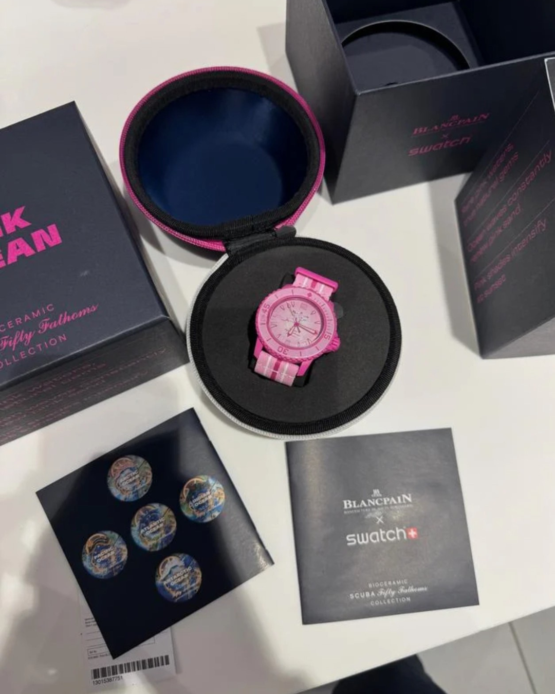 MISSION TO PINK OCEAN SCUBA FIFHTY FATHOMS - BLANCPLAIN X SWATCH BIOCERAMIC